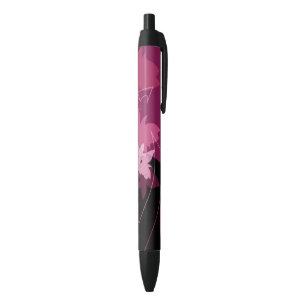Magenta Floral Pattern Zwarte Inkt Pen