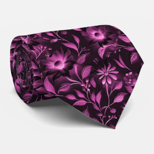 Magenta Floral Stropdas
