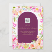 Magenta Floral Wedding Kaart (Achterkant)