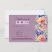 Magenta Floral Wedding RSVP Card (Devant)