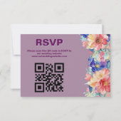 Magenta Floral Wedding RSVP Card (Dos)