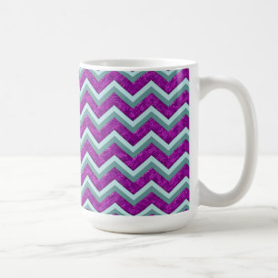 Magenta Folie en Blauwgroen ZigZag Patroon Koffiemok