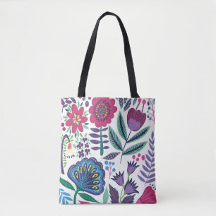 Magenta Folk Art Floral Pattern Draagtas