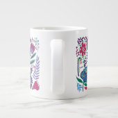 Magenta Folk Art Floral Pattern Extra Grote Beker (Achterkant)