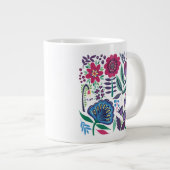 Magenta Folk Art Floral Pattern Extra Grote Beker (Voorkant rechts)