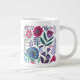 Magenta Folk Art Floral Pattern Extra Grote Beker