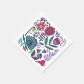 Magenta Folk Art Floral Pattern Servet (Hoek)