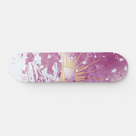 Magenta Fuchsia Plum Mauve Paarse Hemel Gouden Zon Skateboard (Horizontaal)