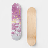 Magenta Fuchsia Plum Mauve Paarse Hemel Gouden Zon Skateboard (Voorkant)