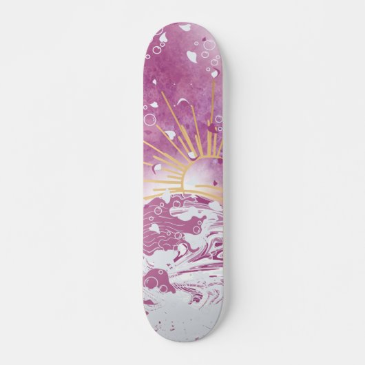 Magenta Fuchsia Plum Mauve Paarse Hemel Gouden Zon Skateboard (Voorkant)