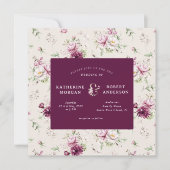 magenta garden floral square bruiloft uitnodiging (Voorkant)