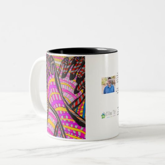 Magenta & Gele Handen Koffie Mok (Voorkant links)