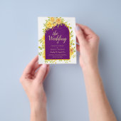 Magenta Gele Rozen Pr Plum Paars Goud Bruiloft Flyer (Hand)