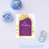 Magenta Gele Rozen Pr Plum Paars Goud Bruiloft Flyer (Enkel)