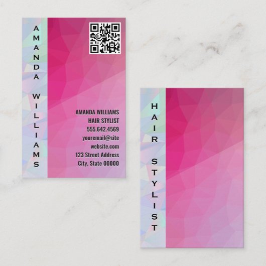 Magenta géométrique | Carte de visite de code QR (Devant / Derrière)