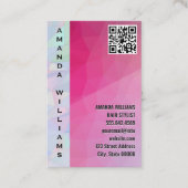 Magenta géométrique | Carte de visite de code QR (Devant)