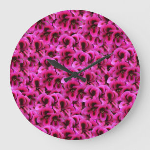 Magenta Geranium Flowers, Grote wandklok Klok