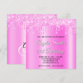 Magenta Glitter Drips Shimmer Ombre Drop Shadow Kaart (Voorkant / Achterkant)