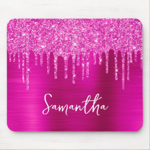 Magenta Glitter Glam Naam Druppelen Muismat