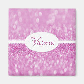 Magenta Glitter Personalized Magnet Magneet (Voorkant)