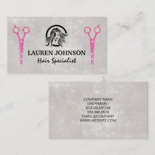 Magenta Glitter Salon Scissors Logo Beauty Visitekaartje