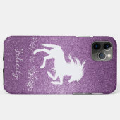Magenta Glitter Unicorn Hoesje-Mate iPhone Case (Achterkant (horizontaal))