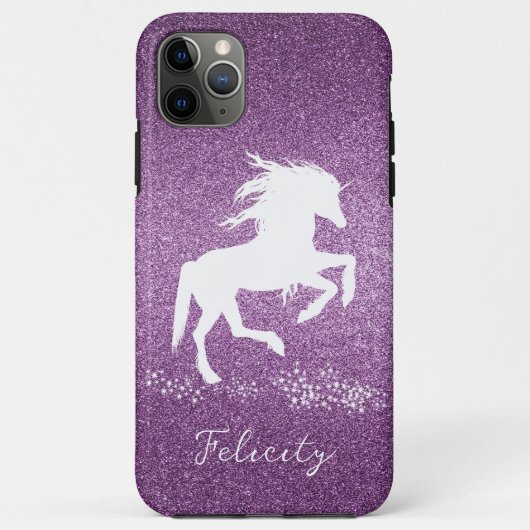 Magenta Glitter Unicorn Hoesje-Mate iPhone Case (Achterkant)