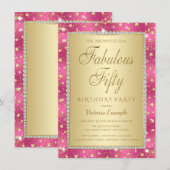 Magenta Gold 50ste verjaardag uitnodigingen (Voorkant / Achterkant)
