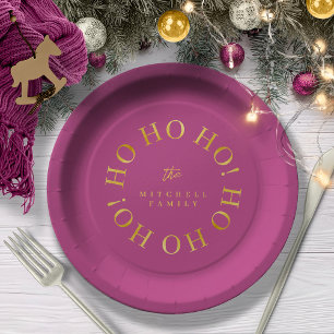 Magenta Gold Christmas Ho Ho Ho ID1009 Papieren Bordje