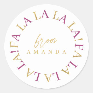 Magenta Goud Kerstmis Fa La ID1009 Ronde Sticker