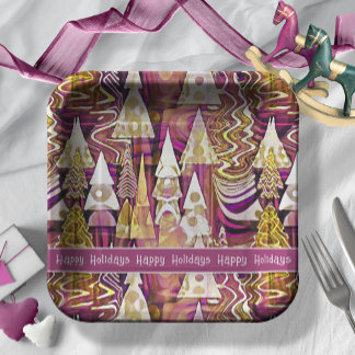Magenta Goud Kerstmis Merry Patroon # 25 ID1009 Papieren Bordje