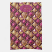 Magenta Goud Kerstmispatroon#12 ID1009 Theedoek (Verticaal)