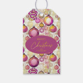 Magenta Goud Kerstmispatroon#6 ID1009 Cadeaulabel (Voorkant)