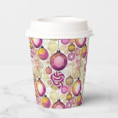 Magenta Goud Kerstmispatroon#6 ID1009 Papieren Bekers (Achterkant)