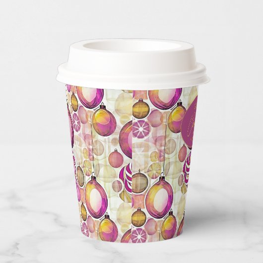 Magenta Goud Kerstmispatroon#6 ID1009 Papieren Bekers (Rechts)