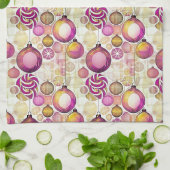 Magenta Goud Kerstmispatroon#6 ID1009 Theedoek (Gevouwen)