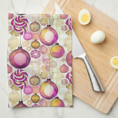 Magenta Goud Kerstmispatroon#6 ID1009 Theedoek (Quarter Fold)