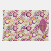 Magenta Goud Kerstmispatroon#6 ID1009 Theedoek (Horizontaal)