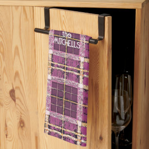 Magenta Goud Kerstmispatroon#7 ID1009 Theedoek