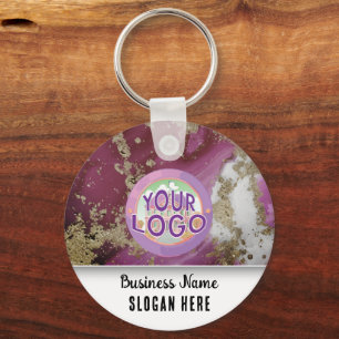 Magenta Gouden Marmeren Branding Elegant Zakelijk Sleutelhanger
