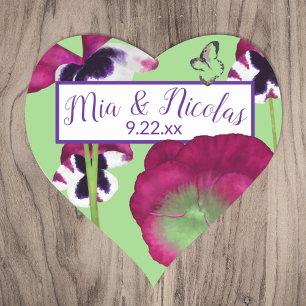 Magenta Green Flowers Stickers cardiaques personna