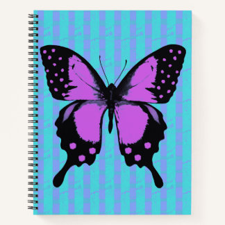 Magenta Grunge Butterfly Spiral Notitieboek