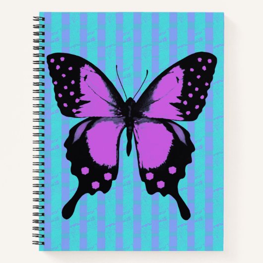 Magenta Grunge Papillon Carnet Spiral (Devant)