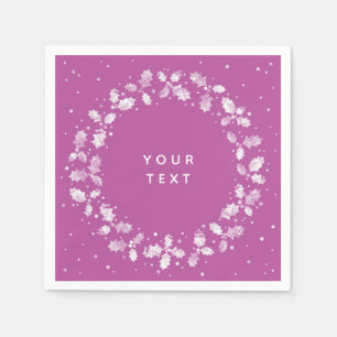 Magenta Hand bedrukt Holly Wreater kerstpapier Servet