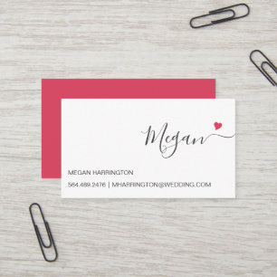 Magenta Hart Eenvoudige Elegante Typografie Custom Visitekaartje