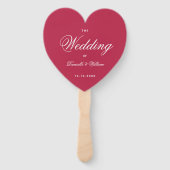 Magenta Hart Elegant Wit Script Trouwprogramma Handwaaier (Voorkant)