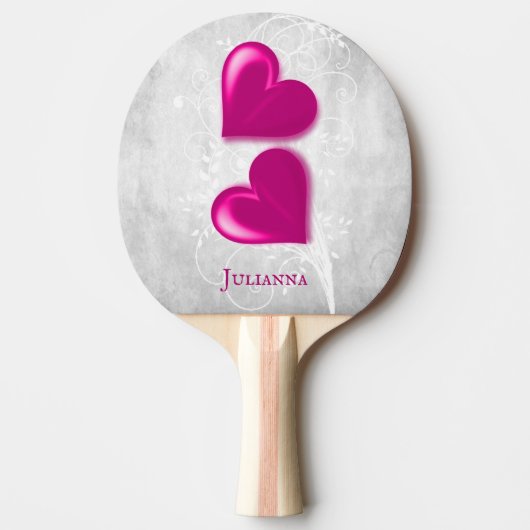 Magenta hartigt gepersonaliseerde pingpongpeddel tafeltennisbatje (Voorkant)