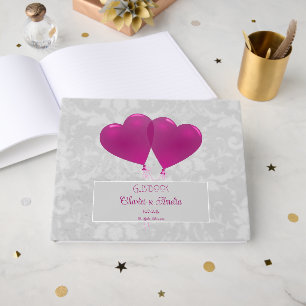 Magenta Heart Balloons Mariage Livre d'or