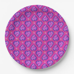 Magenta Hearts en Flowers Paper Bord
