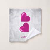 Magenta Hearts Ensemble de serviettes de bain pers (Gant de toilette)